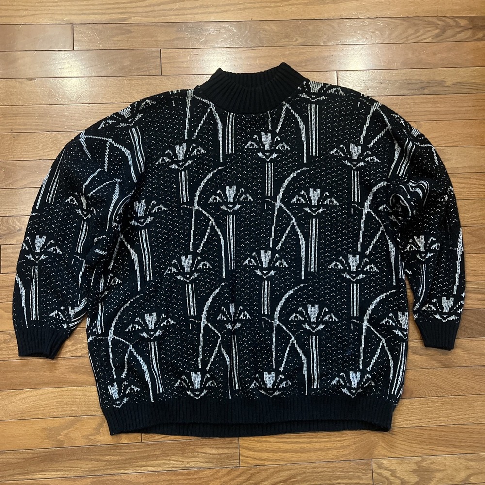 Vintage Jolie New York Cat Sweater USA Mock Neck Oversized Wool Blend Lagenlook